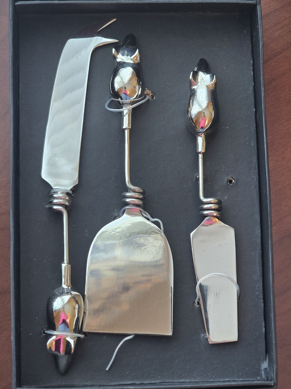 3-Piece Mouse Handle Cheese Serving Set - Stainless Steal & Metal NIB